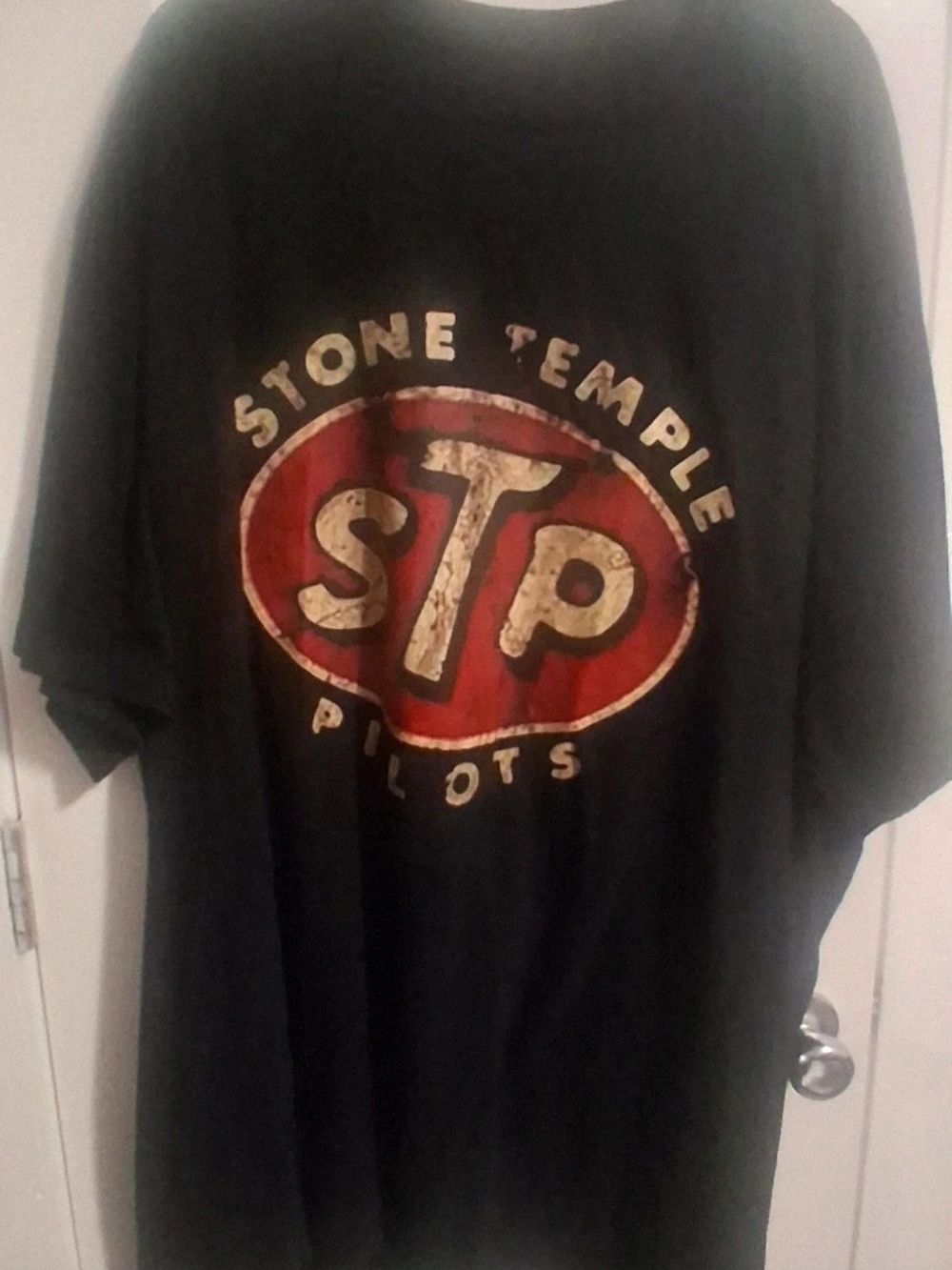 STP Black Graphic Tee with Red Logo